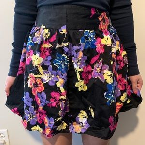 Candie’s Size 3 Small Black Purple Orange Pink Floral Circle Skirt Junior’s